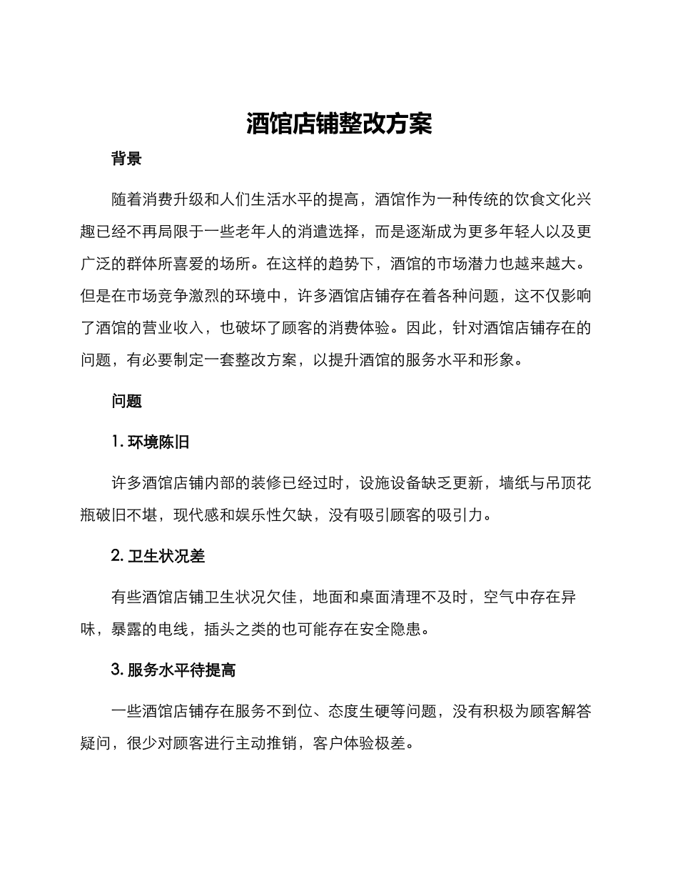 酒馆店铺整改方案_第1页