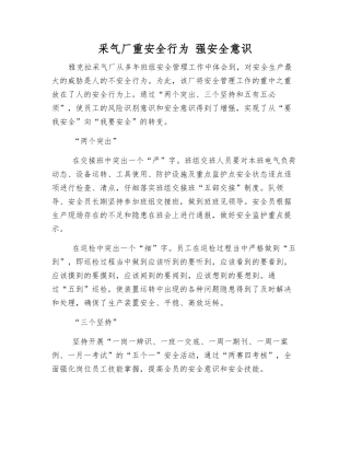 采气厂重安全行为-强安全意识