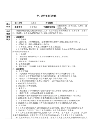 采购部部门职能