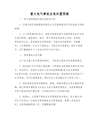 重大电气事故应急处置预案