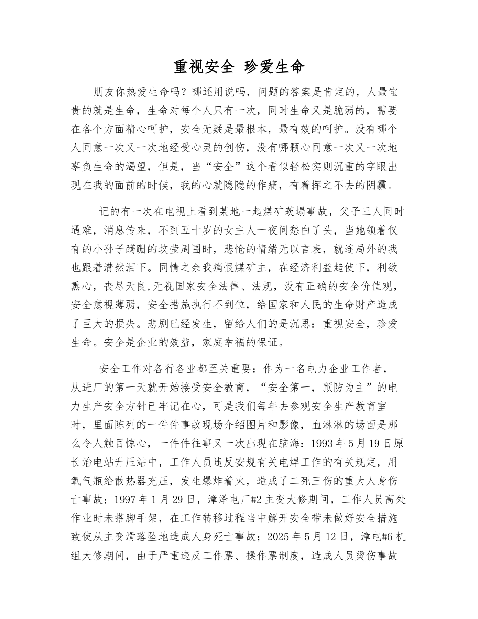 重视安全-珍爱生命_第1页