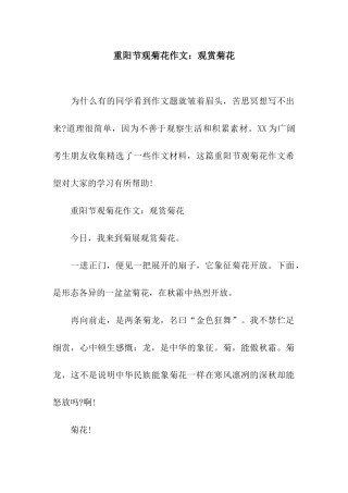 重阳节观菊花作文观赏菊花
