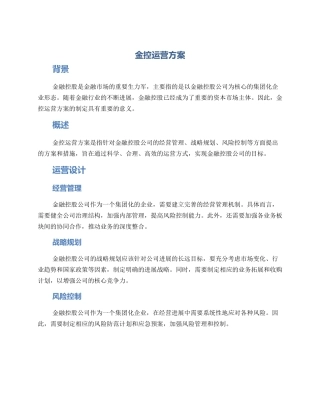 金控运营方案