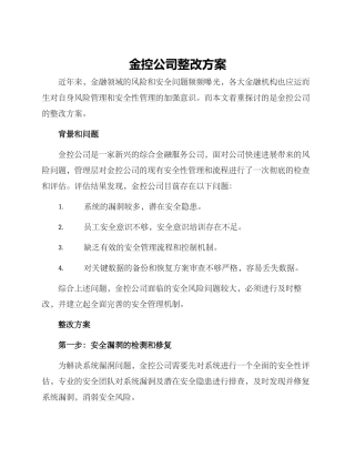 金控公司整改方案