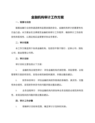 金融机构审计工作方案