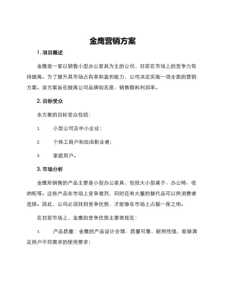 金鹰营销方案