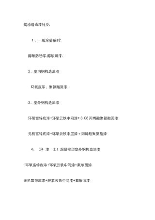 钢结构油漆种类
