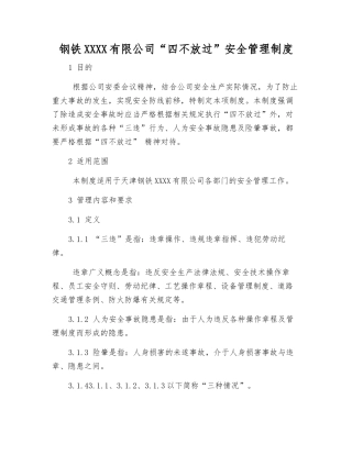 钢铁集团有限公司“四不放过”安全管理制度
