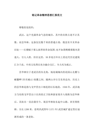 铭记革命精神思想汇报范文