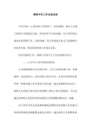 销售半年工作自我总结