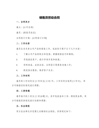 销售员劳动合同