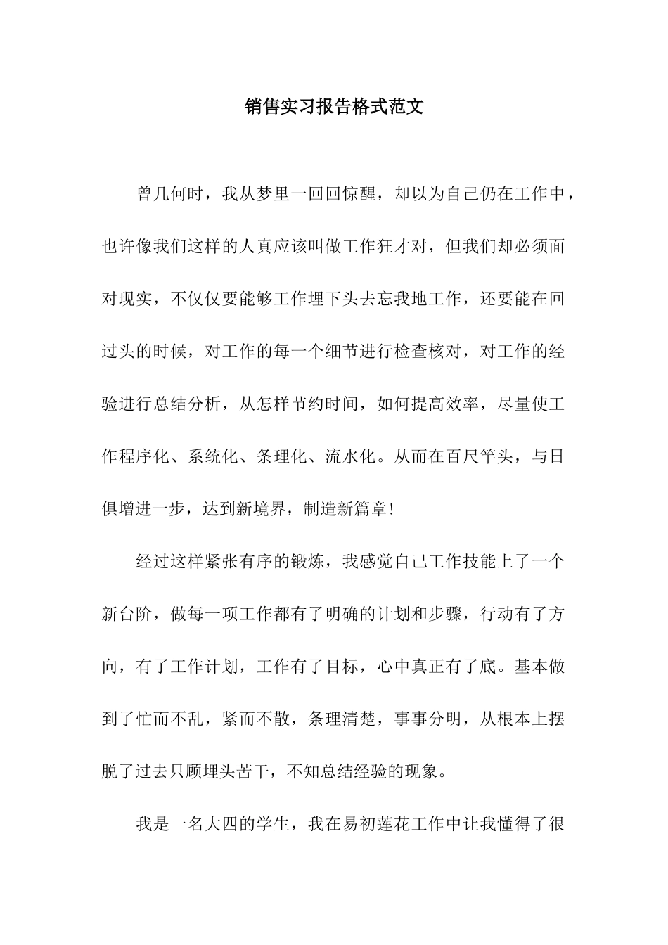 销售实习报告格式范文_第1页