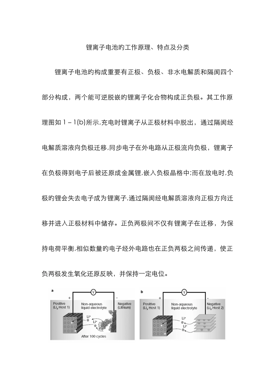 锂离子电池的工作原理、特点及分类_第1页