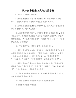 锅炉安全检查方式与处理措施