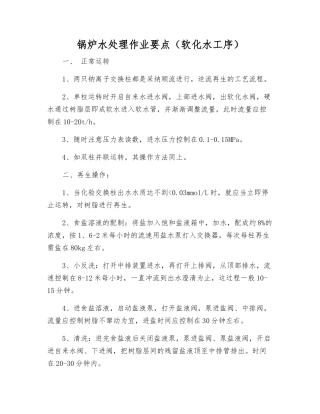 锅炉水处理作业要点