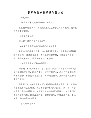 锅炉烧裂事故现场处置方案
