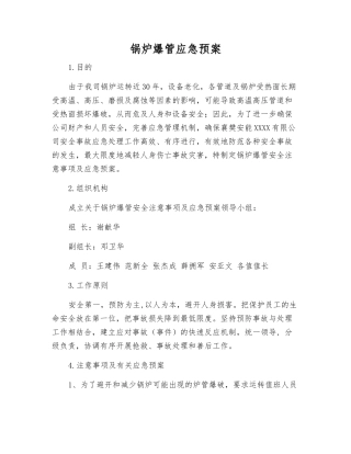 锅炉爆管应急预案