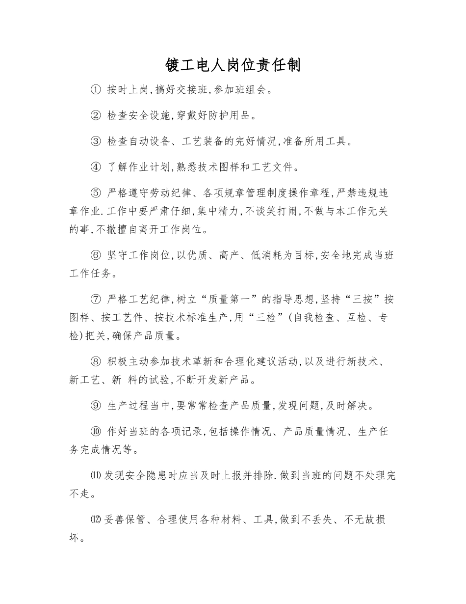 镀工电人岗位责任制_第1页