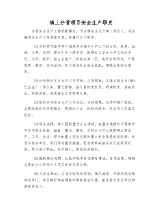 镇上分管领导安全生产职责
