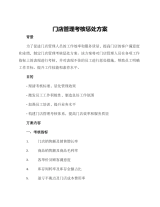 门店管理考核惩罚方案
