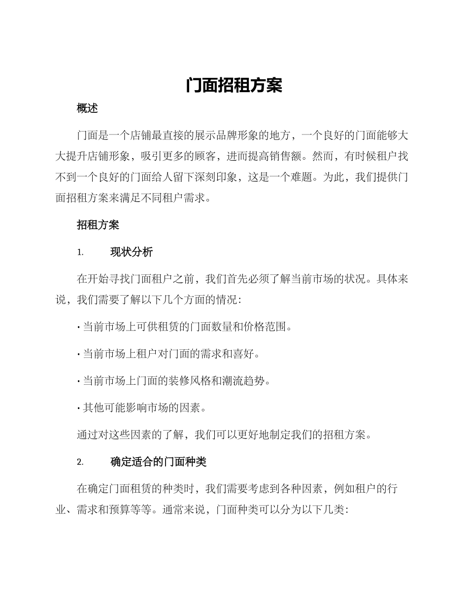 门面招租方案_第1页