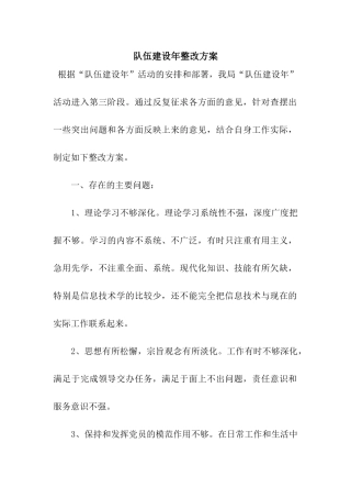 队伍建设年整改方案