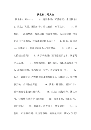 队名和口号大全