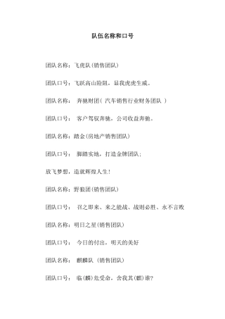 队伍名称和口号