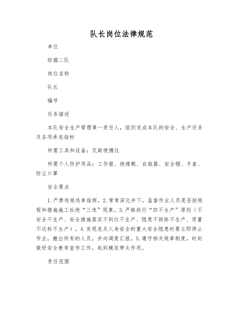 队长岗位规范_第1页