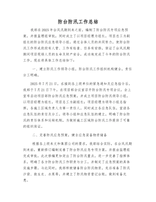 防台防汛工作总结