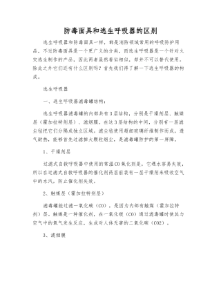 防毒面具和逃生呼吸器的区别