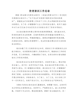 防突培训工作总结