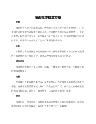 陕西媒体投放方案