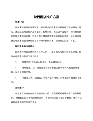 陕西网店推广方案