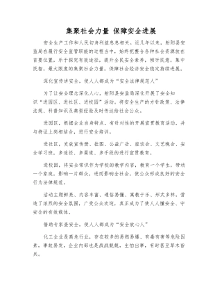 集聚社会力量-保障安全发展