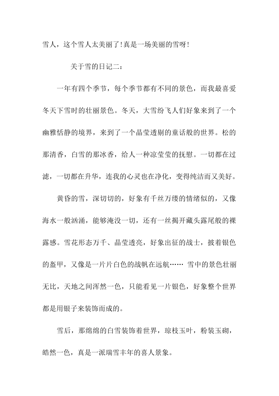 雪的日记300字-日记_第2页