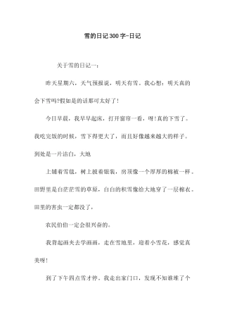 雪的日记300字-日记