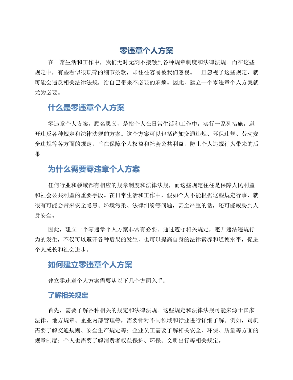 零违章个人方案_第1页
