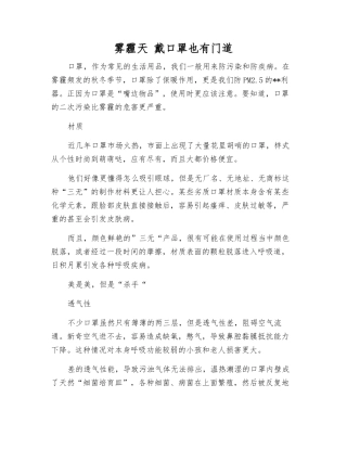 雾霾天-戴口罩也有门道