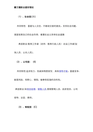 霍兰德职业六边形理论