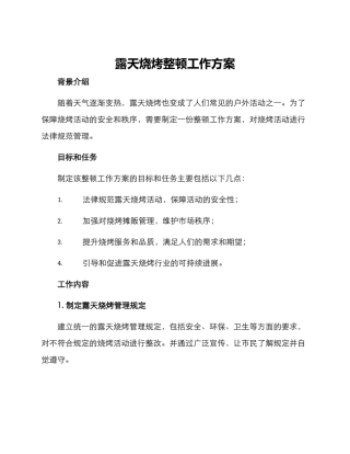 露天烧烤整顿工作方案