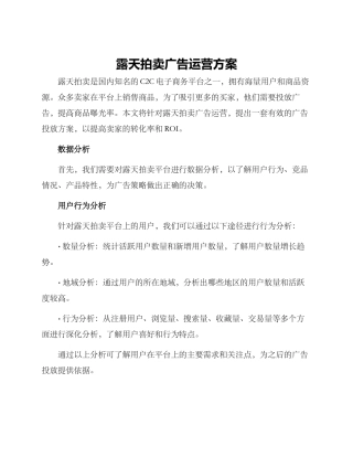 露天拍卖广告运营方案