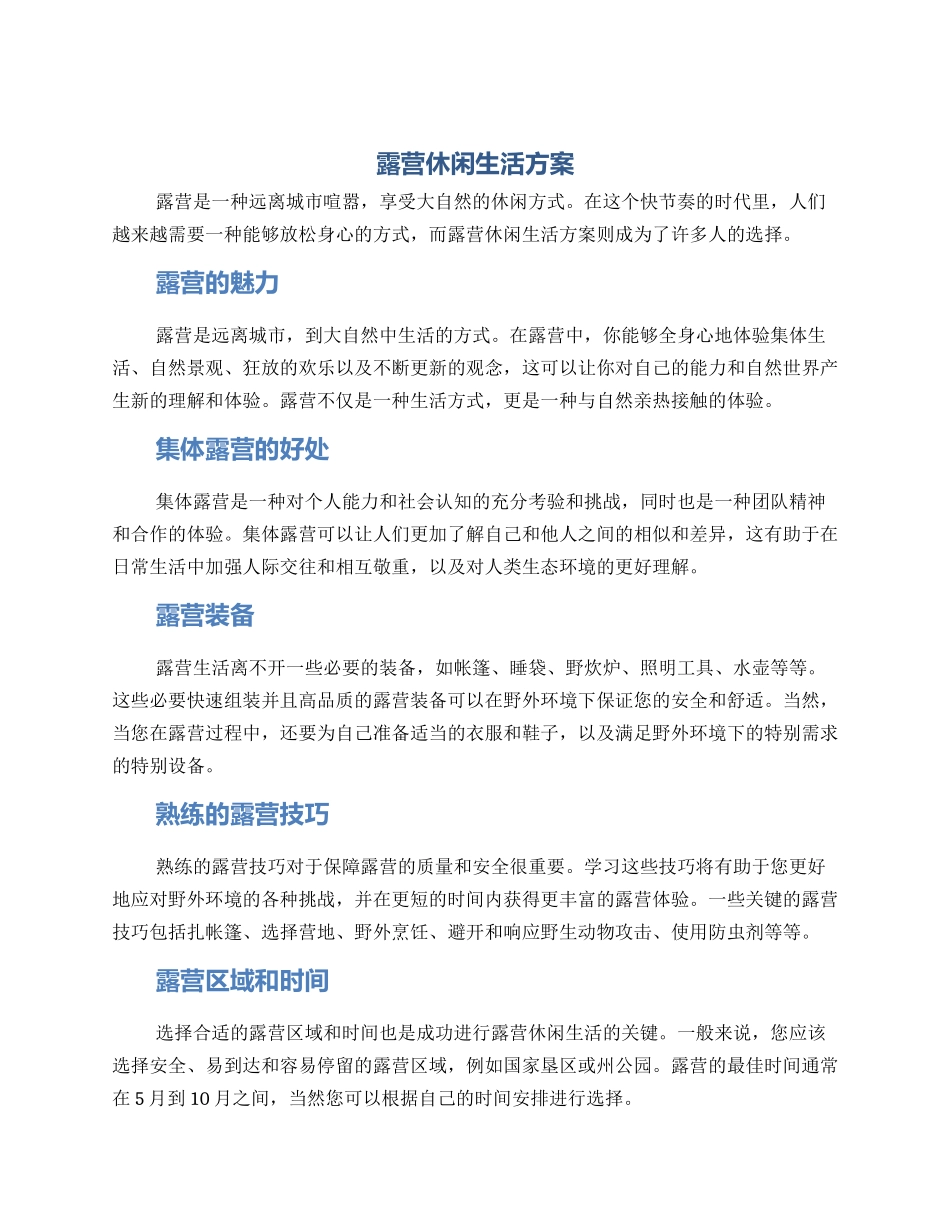 露营休闲生活方案_第1页