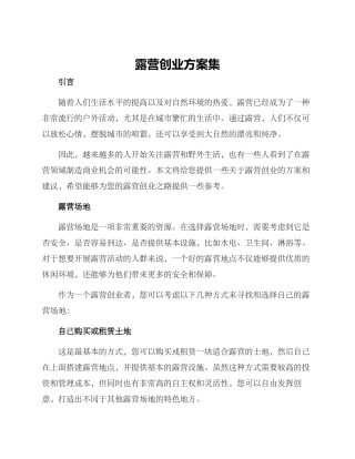 露营创业方案集