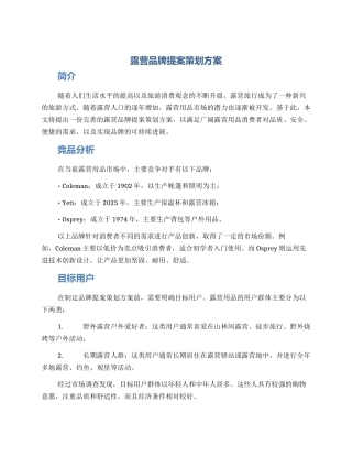 露营品牌提案策划方案