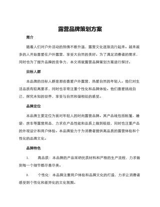 露营品牌策划方案