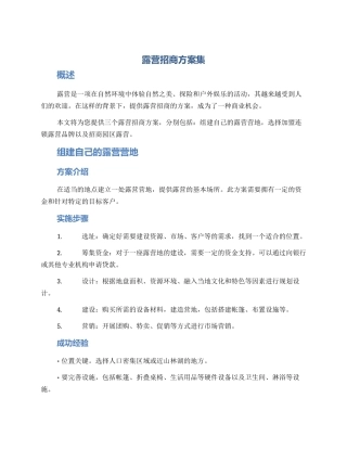 露营招商方案集
