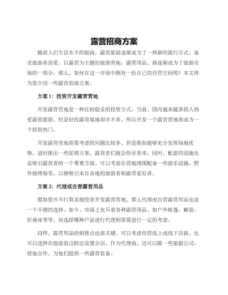 露营招商方案