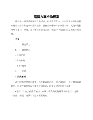 露营方案应急预案