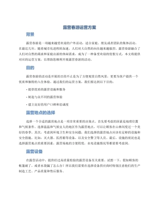 露营春游运营方案